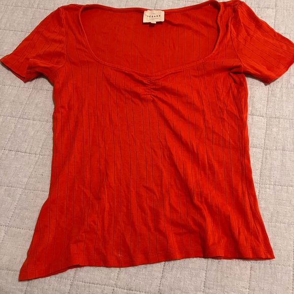 Sezane Red Ribbed Blouse - Picture 2 of 5